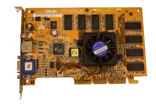 Grafische kaart nVidia GeForce2 MX400 64MB SDR AGP 4x VGA S-VIDEO NV11 ASUS Actief gekoeld